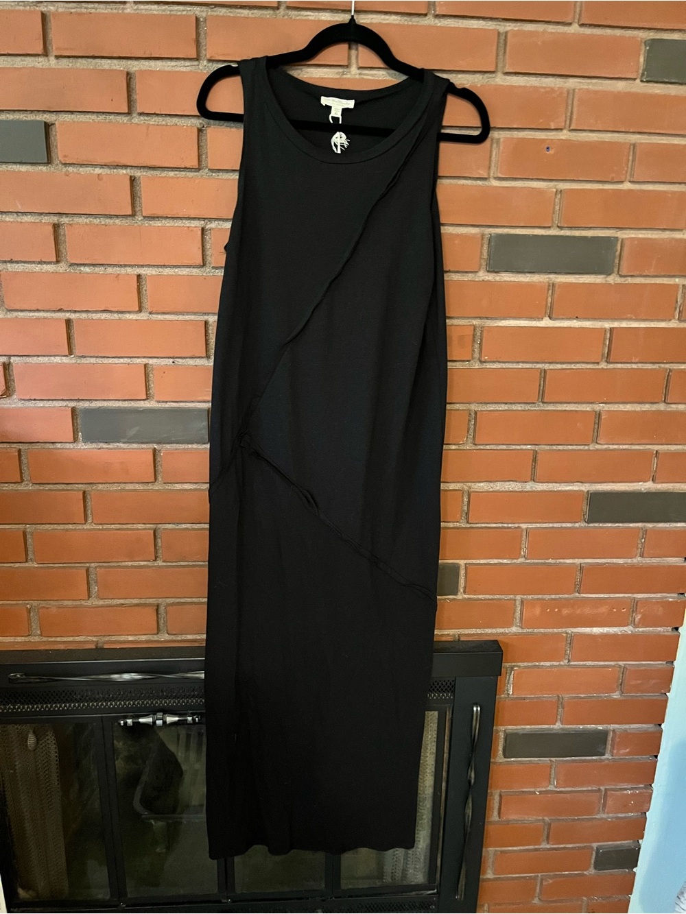 See You Monday Black Sleeveless Maxi Dress with Diagonal Seam XL